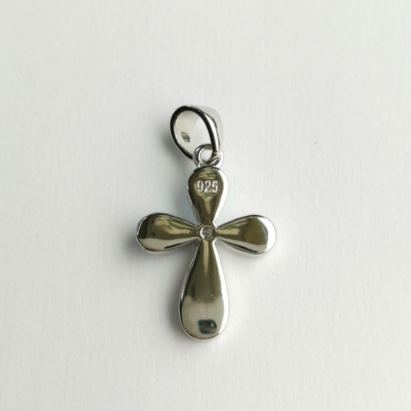 Blue opal cross pendant for necklace with cz accent in Sterling Silver 🆕 - Picture 2 of 5